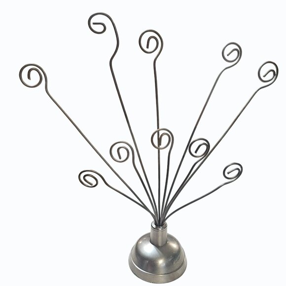 Silvertone Wire Photo Holder Christmas Card Tabletop Display Stand for 10 Photos - Picture 2 of 11